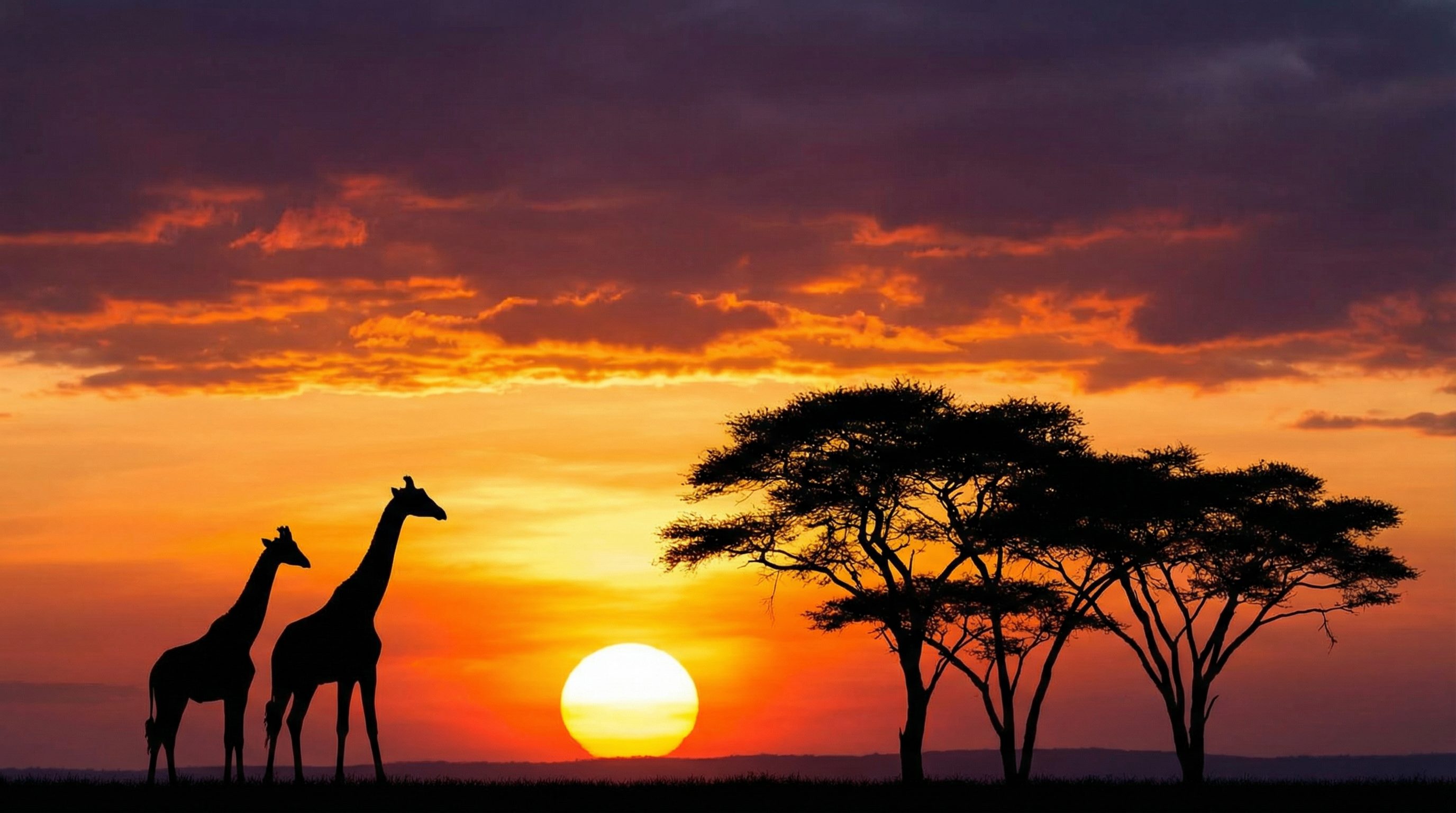 花色堂短视频：长颈鹿日落剪影